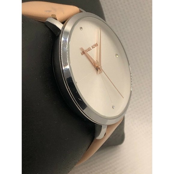 Michael Kors MK2778 Unisex Pink Leather Analog Sil - Picture 3 of 9